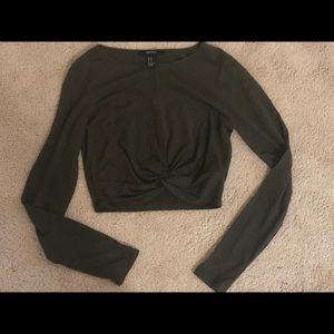 Long sleeve olive crop top